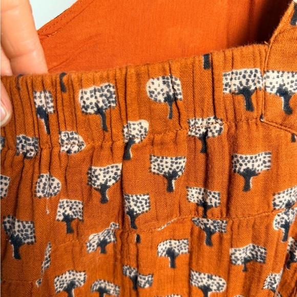 NATURAL LIFE DAKOTA TIE GAUZE OVERALL WIDE LEG JUMPSUIT- RUST TREE PRINT large - Picture 5 of 7